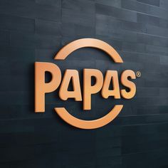 the logo for papas's restaurant is shown in front of a black wall