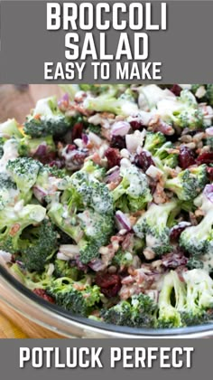 a bowl filled with broccoli and cranberry salad