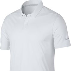 Nike Golf Breathe Texture Olc Golf Polo Ah8469-100 (White) Men's Nike Breathe Golf Polo Helps You Stay Dry And Cool With Lightweight Nike Breathe Fabric. Rolled-Forward Shoulder Seams, Hem Vents And An Adjustable Placket Deliver Lasting Comfort On Or Off The Course. Nike Breathe Fabric Helps You Stay Dry And Cool. Regular Fit Provides A Relaxed, Comfortable Feel. Rolled-Forward Shoulder Seams Allow Natural Range Of Motion. 2-Button Placket Provides A Customizable Fit. Circular-Knit Construction White Sporty Tops For Golf, Fitted White Golf Top, White Fitted Golf Tops, Nike White Sports Shirt, Fitted White Polo Shirt For Sports, Fitted White Sporty Polo Shirt, White Short Sleeve Golf Tops, White Short Sleeve Tops For Golf, Fitted White Sports Shirt