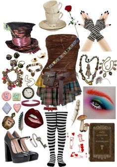 a collage of clothing and accessories including shoes, hats, bracelets, necklaces