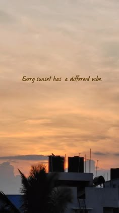 an airplane is flying in the sky with a quote above it that reads, every sunset has a different value