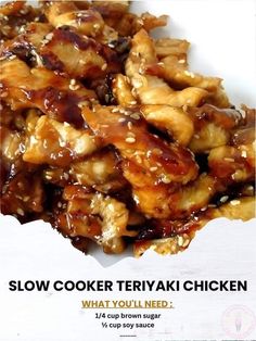 the advertisement for slow cooker teriyaki chicken