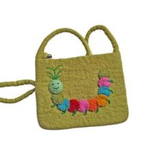 Handmade Pure Handmade Caterpillar Bag This little bag is utterly adorable!  Your little one will have the only one like it, and it's made so well it will last for years.  The body of the bag and strap is made with thick felted wool and features a colouful caterpillar.  There is a secure zip across the top, and the bag measures 20cm wide, 16cm high, and the strap is 55cm long. A unique & charming gift for any child! Long A, Felted Wool, Charm Gift, Caterpillar, Wool Felt, Purses And Handbags, Little One, 20 Cm, Shoulder Bags