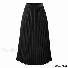 Olivia Mark - Chic Long Chiffon Pleated Skirt with Elegant Pressed Design Chiffon Pleated Skirt, Pleated Chiffon Skirt, Faux Leather Midi Skirt, Leather Midi Skirt, Pleated Maxi Skirt, Pleated Maxi, Denim Midi Skirt, Chiffon Skirt, Body Con Skirt