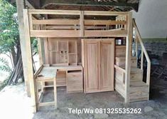 desain 1 tempat tidur tingkat jati, model set tempat tidur tingkat jati, 1 set tempat tidur tingkat