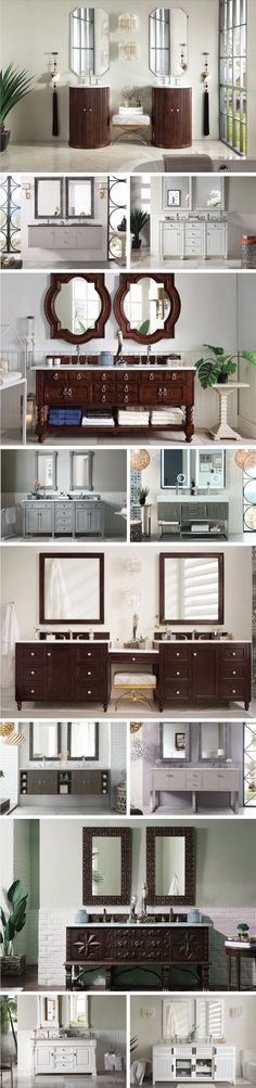 multiple pictures of different types of furniture and mirrors