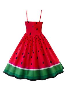 Red 1950s Watermelon Patchwork Dress – Retro Stage - Chic Vintage Dresses and Accessories Fancy Dress Womens, Watermelon Dress, Vintage Wedding Party, Big Skirts, Watermelon Print, Vintage 1950s Dresses, Ball Gowns Prom, 1950s Dress, Patchwork Dress