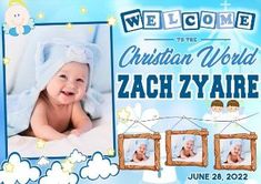 a welcome card for a baby to the christian world in zagh zyrare