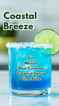 Coastal Breeze Easy Gin Cocktails, Cocktail Cards, How To Make Gin, Tropical Cocktails, Bar Stuff, Mezcal Cocktails, Tropical Drinks, Coconut Syrup, Alcohol Consumption