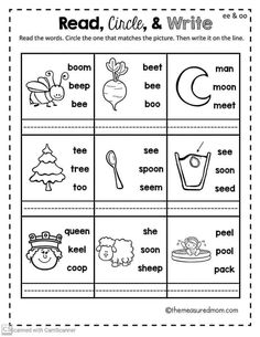 the worksheet for reading and writing words with pictures to help students learn how to read