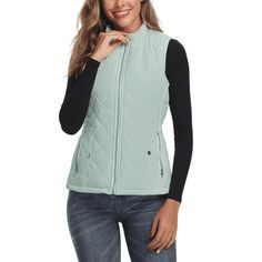 Women's Vests Zip up Quilted Padded Lightweight Vest for Women Art3d is designated to bring affordable happiness to each customer, we have several factories of our own. The vests are made of top quality, high performing materials. They are comfortable and lightweight, more simple more stylish. Size: XL.  Color: Green.  Gender: female.  Age Group: adult. Vest Design, Women's Vests, Womens Black Vest, Pocket Vest, Women Vest, Vest For Women, Lightweight Vest, Puffy Vest, Outwear Women