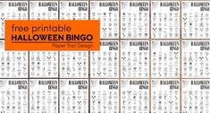 a large number of halloween bingos with the words free printable on them and an orange