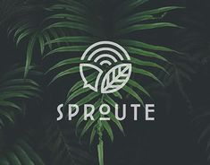 the logo for sproute is surrounded by tropical plants and leaves in white letters