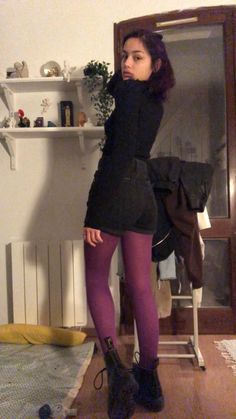 Pink Tights Outfit Aesthetic, Shorts Tights Boots Outfit, Colored Pantyhose Outfit, Outside Date Outfit, Tights Aesthetic Outfits, Twee Aesthetic Outfit 2014, Twee Fashion Aesthetic, Skirts And Tights Outfit, Coloured Tights Outfit