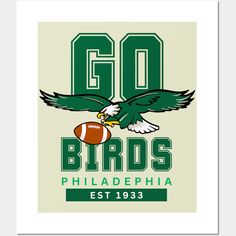 the philadelphia eagles logo with an eagle holding a football in it's talon, and the