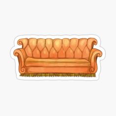 an orange couch sticker on a white background