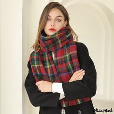 Olivia Mark – bufanda de Navidad mujer nueva dulce imitación cachemira cálida bufanda engrosada chal bufanda a cuadros Red Plaid Scarf, Warm Scarves, Christmas Scarf, Warm Christmas, Warm Scarf, Plaid Fashion, Scarf Pattern, Christmas Bags, Bird In Bag