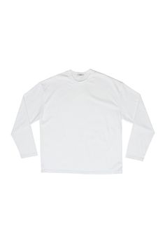 - 100% Cotton White Everyday Crew Neck Long Sleeve Top, White Relaxed Fit Crew Neck Top, Classic White Crew Neck Sweatshirt, Basic White Cotton Long Sleeve Top, Oversized Long Sleeve Classic T-shirt, White Cotton Crew Neck Long Sleeve Top, Classic Oversized Long Sleeve T-shirt, Oversized White Classic Sweatshirt, White Cotton Long Sleeve Crew Neck Top