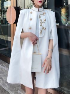 Material: Polyester, Cotton, Wool Sample size: S Delicate dry clean Protect accessory before washing Our Style No. ZC_202103 Cape Fashion, Cape Jacket, Fashion Embroidery, Embellished Jacket, Wool Blend Jacket, Cape Coat, Embroidery Fashion, American Fashion, Cloak