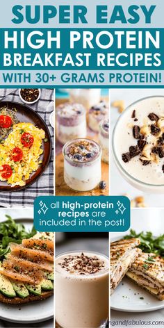 super easy high protein breakfast recipes with 30 + grams and includes in the post