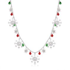 PRICES MAY VARY. This fun christmas snowflake necklace will be very cool to wear all through the winter season. Frosty sparkly and cool snowflake charms along with round beads in red,green and gold,finish with Snowflake/JOY pendant to make up this wonderful magical necklace. Keep cool even on the hottest of days with this snowflake charm necklace,This christmas snowflake necklace is inspired by the cozy charm and chilling excitement of a fresh snowfall,Would make the perfect gift for a winter at Magical Necklace, Xmas Jewelry, Girls Xmas Gifts, Fresh Snowfall, Snowflake Jewelry, Festival Necklace, Fan Jewelry, Snowflake Necklace, Snowflake Pendant