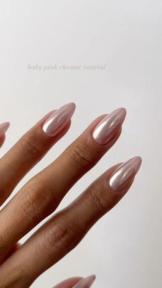 Milky Pink Chrome Nails, Chrome Nail Colors, Baby Pink Nails, Chrome Nails Designs, Chrome Nail Powder, Chrome White