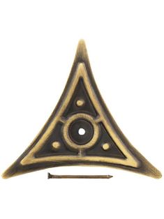 an image of a triangle shaped object with a screw in the middle and two holes at the top