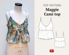 an image of a woman's cami top sewing pattern on a mannequin