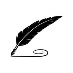 a black and white photo of a quill with a feather on it's tip