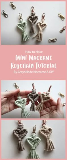 how to make mini macrame keychain necklaces