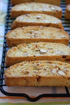 several slices of bread sitting on top of a cooling rack