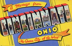 an old postcard with the word indiana on it and images of cities in them