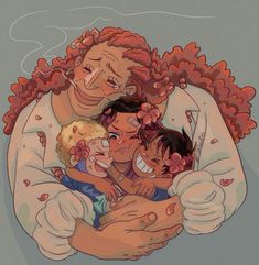 an image of a man hugging two children