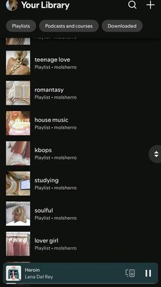 an iphone screenshot showing the music player's playlist and audio library options