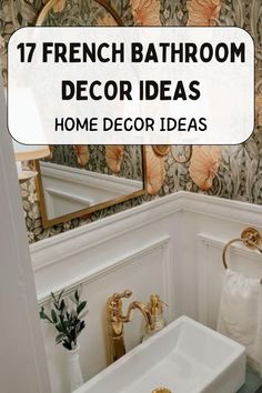 a white sink sitting under a bathroom mirror next to a wall mounted faucet