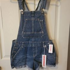 Union Bay - New With Tags Size Small Juniors Dark Wash Denim Short Overalls With Folded Ram Hem Overalls Flare, Denim Short Overalls, White Overalls, Overalls Shorts, Denim Overalls Shorts, Corduroy Overalls, Short Overalls, Jean Overalls, Denim Short