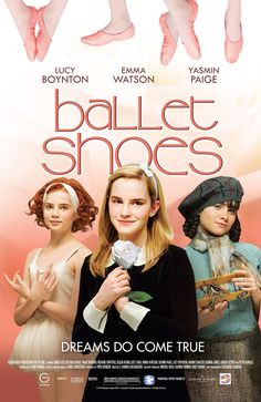 the poster for ballet shoes shows three women in dresses and one is holding a rose