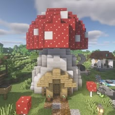 a mushroom house in the middle of a field