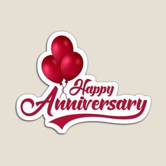 happy anniversary sticker with red balloons