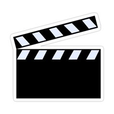 a black and white movie clapper sticker