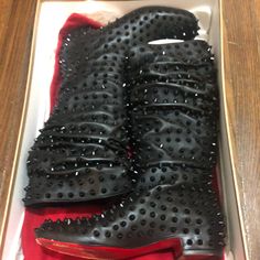 Christian Louboutin Boots Worn A Few Times. Still In Great Condition. Louboutin Boots, Christian Louboutin Boots, Louboutin Shoes, Christian Louboutin Shoes, Leather Glove, Cute Shoes, All Black Sneakers, Christian Louboutin, Size 6