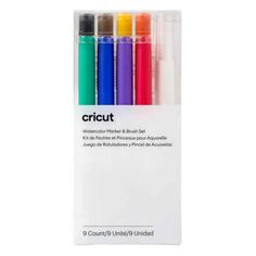 four different colored cricut pens in a package