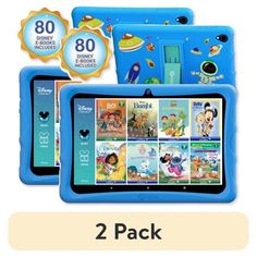 two children's tablets with disney characters on them and the price is $ 20