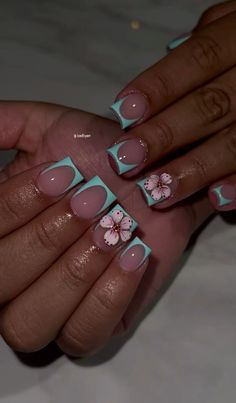 Xs Nails Designs Short, Nessa Nails, Teal Acrylic Nails, Nail Cam, Bedazzled Nails, Kids Nails, Nail Academy, Acrylic Toe Nails, Hard Nails