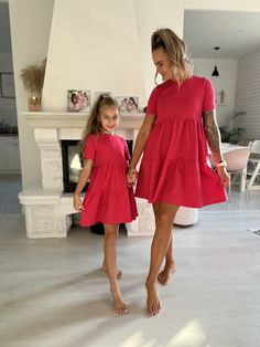 Experience the joy of matching with your little one in our adorable pink mini dresses, crafted from breathable and comfortable cotton. Perfect for any occasion, these versatile mother-daughter dresses are a must-have for your wardrobe. Hi lovely Mothers!  Mommy and me dress 🖤    ITEM DESCRIPTION *  Easy fit (Material: cotton + elastane) *  V-neck  *  Short sleeve *  Mini length   *  Intensive pink color  * If you would like a little bit longer, shorter , please let me know. Any changes are possible:) SIZING * Girl on the picture has size 122/128, Mother: S.  * Mothers: S (36) size: 6/8, M (38) size: 10, L (40) size: 12, XL (42) size: 14 * Kids:  74/80 (6-12 months) 86/92 (12-24 months) 98/104 (24-36 months) 110/116 (4-6 years) 122/128 (7-8 years) 134/140 (8-10 years) 148/152 (10 years) HA Mommy And Me Holiday Dresses, Mommy And Me Christmas Dress, Mommy And Me Christmas Dresses, Mommy And Me Pink Dress, Mom And Daughter Matching Dresses Casual, Mom And Baby Dresses, Daughter Dress, Mother Daughter Dress, Dresses Holiday