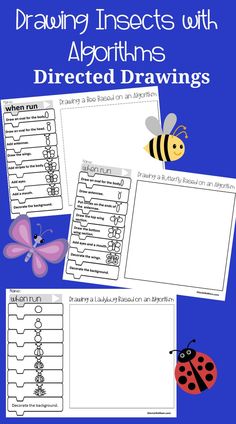 an insect and ladybug worksheet with the words, drawing insects with alot