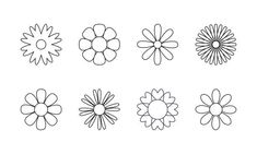 six different types of flowers on a white background