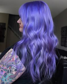 Vivid Hair Color 2023, Lavender And Blue Hair, Periwinkle Blue Hair, Blowout Taper Fade, Blowout Taper, Periwinkle Hair, Hair Color Swatches, Blue Hair Color, Lavender Hair Colors