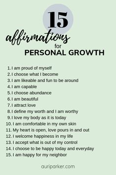 the top five affirmations for personal growth with text overlaying it