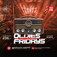 an advertisement for oldies fridays featuring a radio